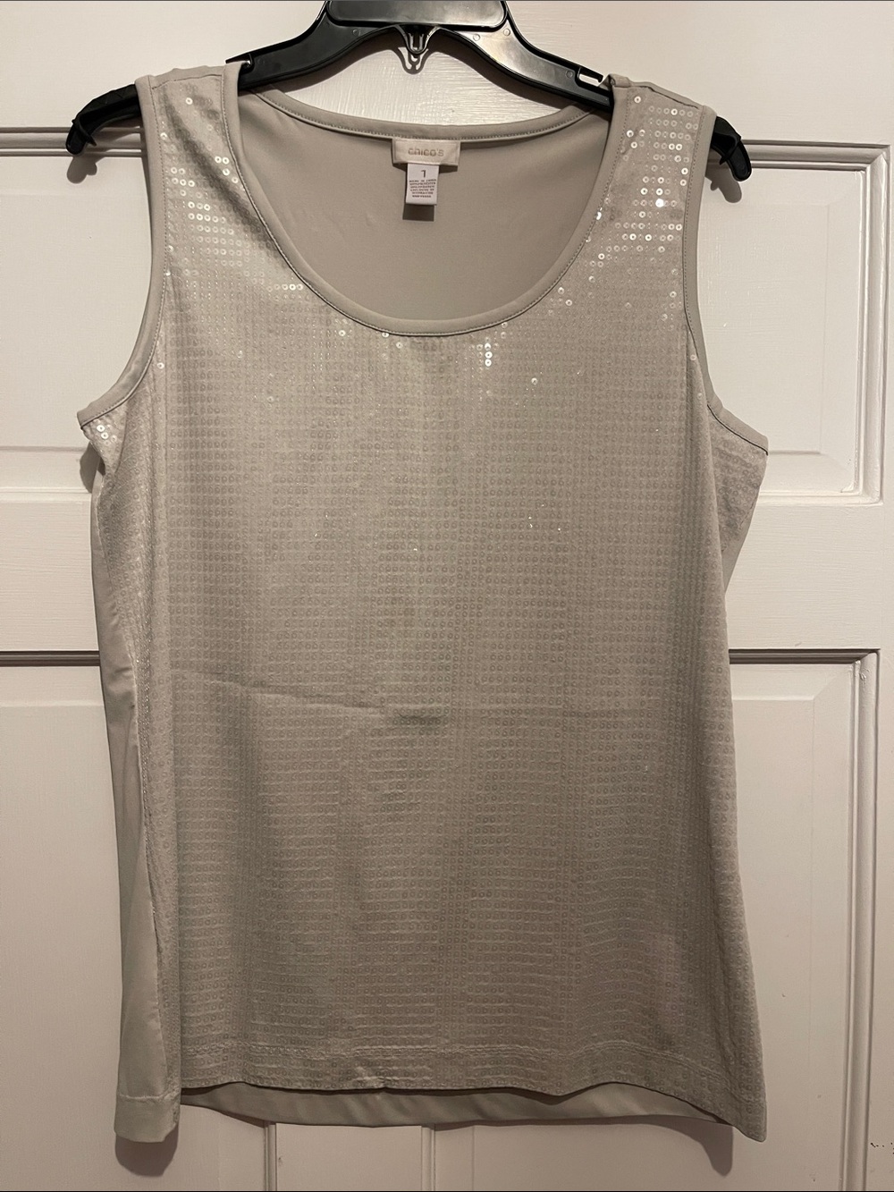 Chico's Silver Sequin Sleeveless Tank